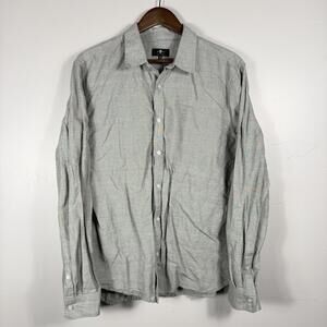 7 For All Mankind Men’s Size XL Linen Blend Button Down Gray Long Sleeve Shirt